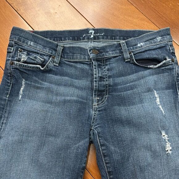 7 for all mankind women’s Distressed Denim Shorts size 28 - Picture 2 of 11